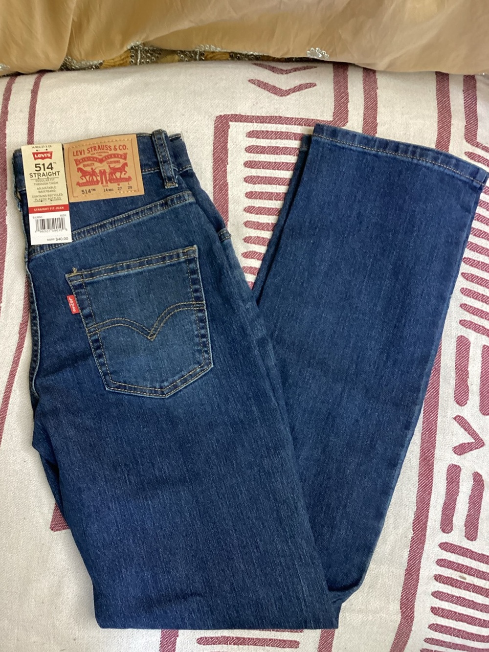 Levi's Kids Straight Leg Jeans in Dark Blue Denim 14
